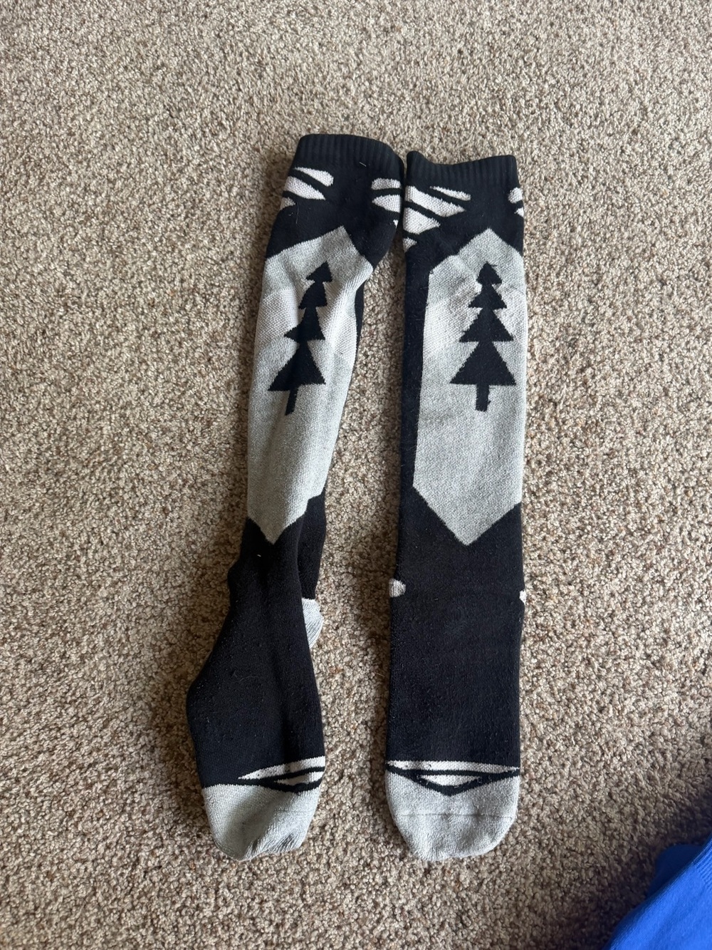Men's Black & Gray Tree-Pattern Knee compression Socks